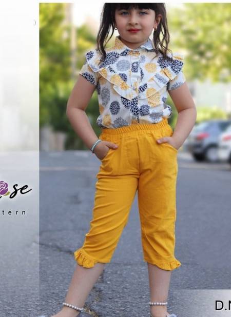 Yellow Colour ROSE Fancy Stylish Regular Wear Rayon Designer Top With Pant Collection ROSE 1